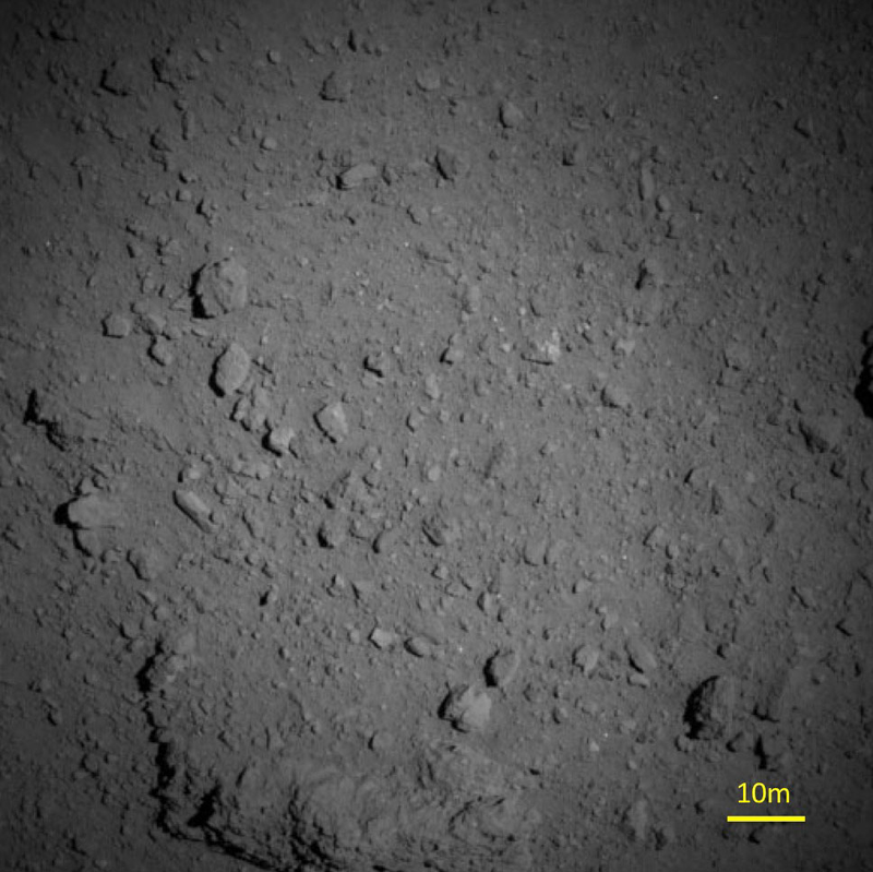 Ryugu’s surface from an altitude of about 1,000 meters (0.6 miles)